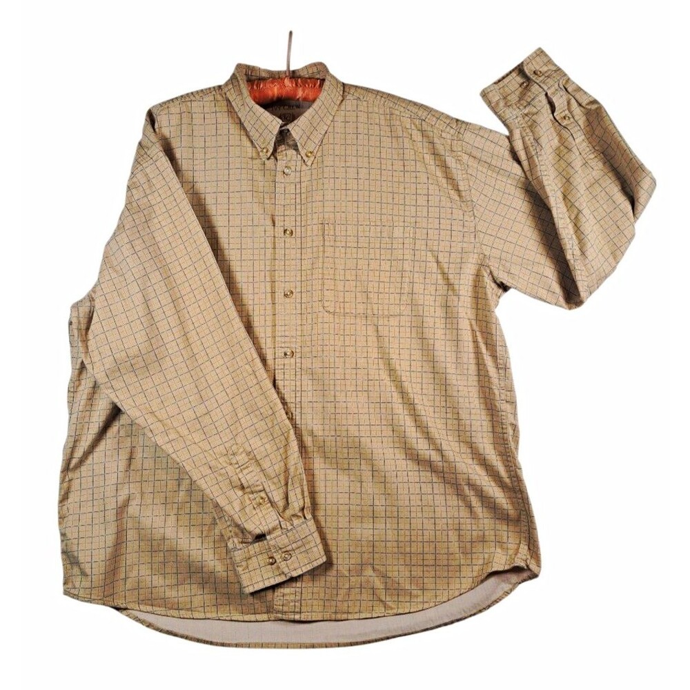Ivy Crew Men's 2XL Beige Check Cotton Long Sleeve Button-Up Shirt w/ Pocket